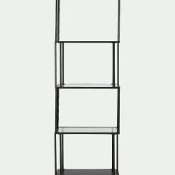 Bibliothèque en verre et métal - noir L60xP30xH170cm