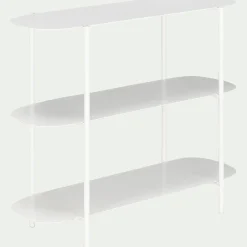 Bibliothèque 3 plateaux en métal - blanc L100xl36xH80cm