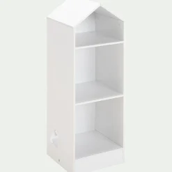 Bibliothèque 2 étagères forme maison pour chambre enfant - blanc