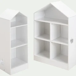 Bibliothèque 2 étagères forme maison pour chambre enfant - blanc