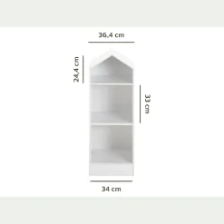 Bibliothèque 2 étagères forme maison pour chambre enfant - blanc