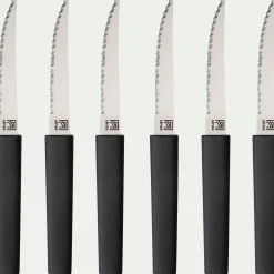 Bloc de 6 couteaux bi-matière et bio matière - noir