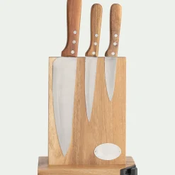 Bloc de 3 couteaux en acacia