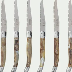 Bloc de 6 couteaux à steak en inox - argenté
