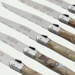 Bloc de 6 couteaux à steak en inox - argenté