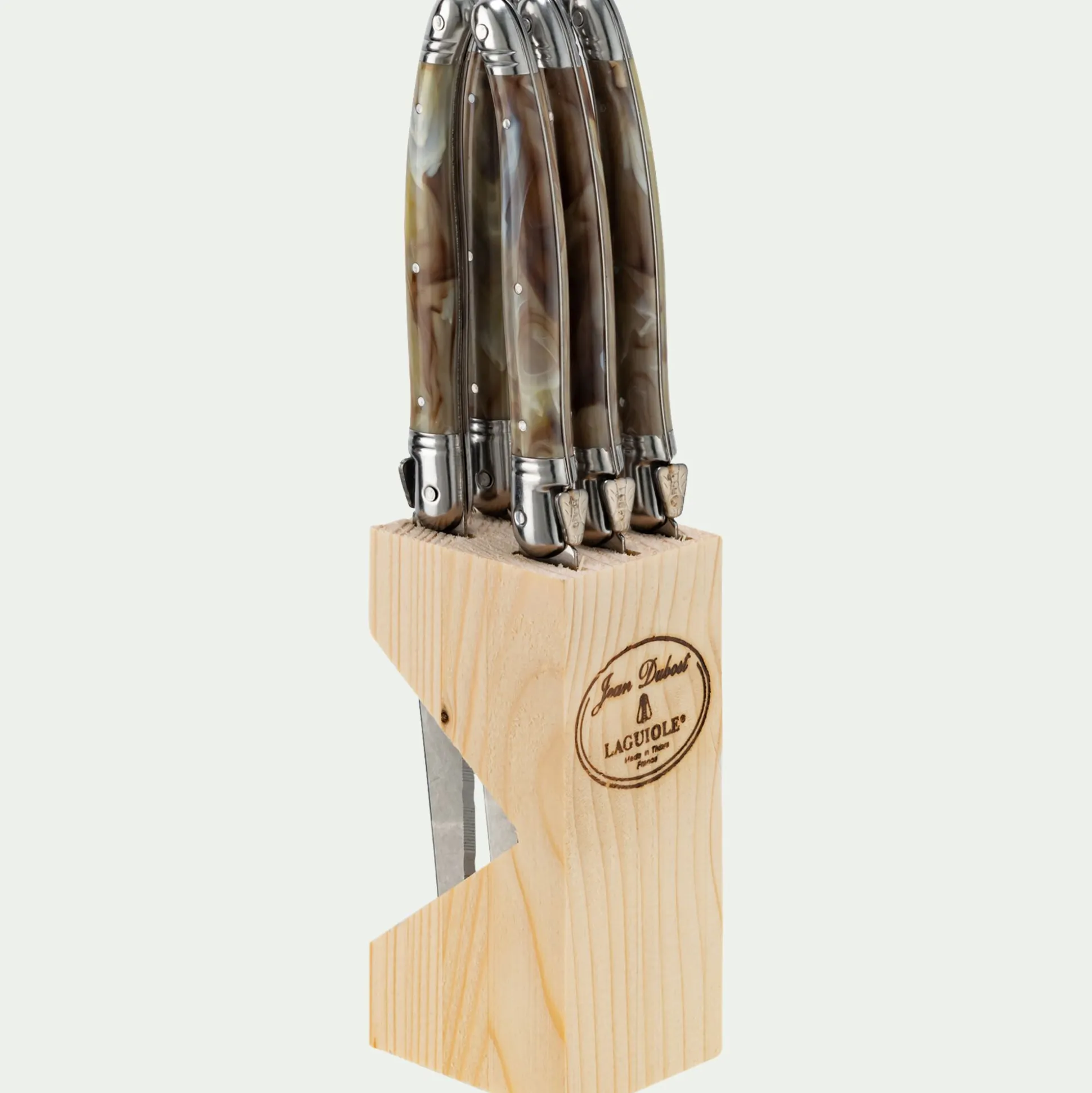 Bloc de 6 couteaux à steak en inox - argenté