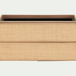 Bloc de 2 grands tiroirs en chêne et raphia L82cm - bois clair