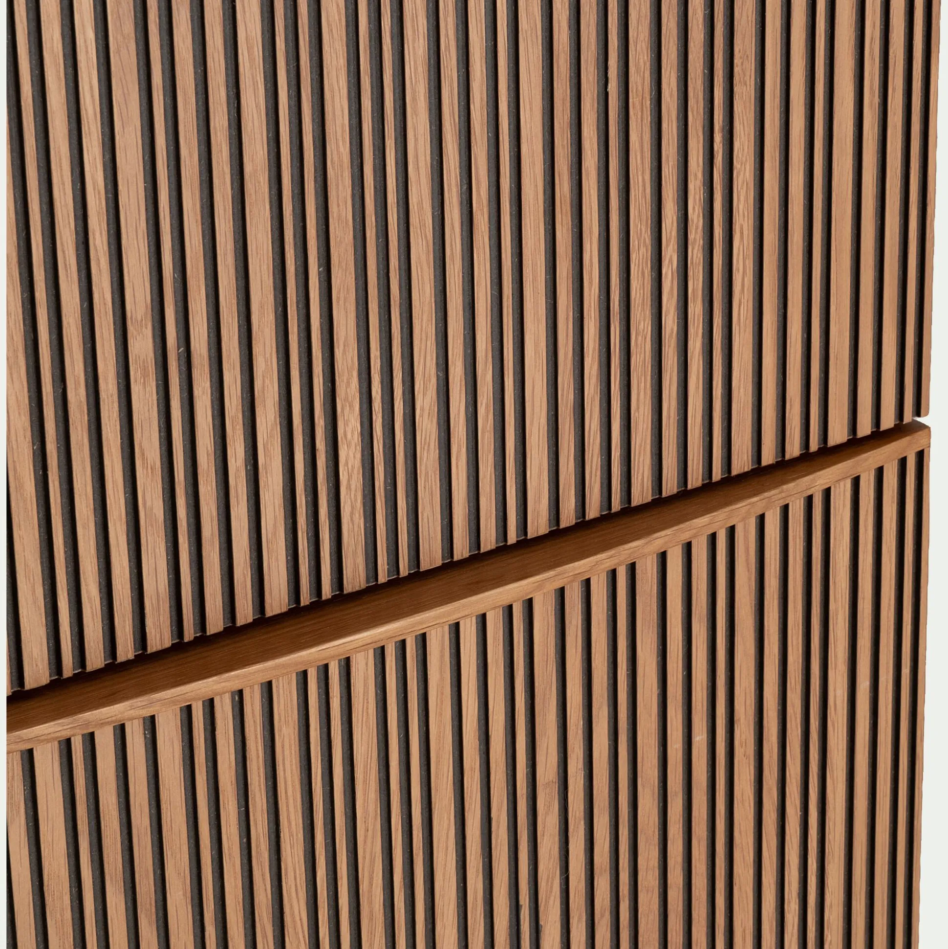 Bloc de 2 grands tiroirs en chêne strié L82cm - bois foncé