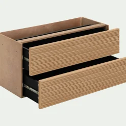 Bloc de 2 grands tiroirs en chêne strié L82cm - bois clair