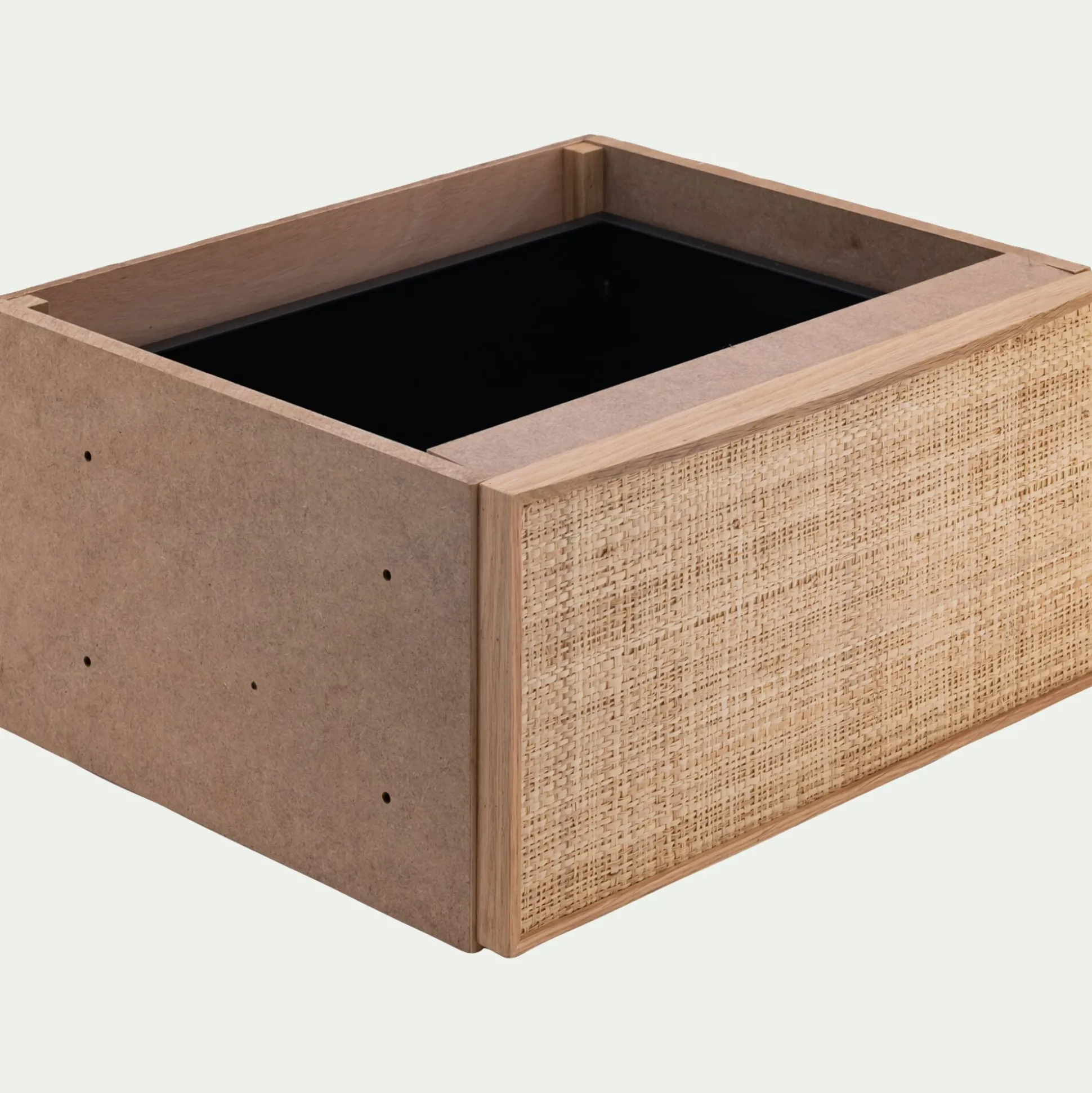 Bloc de 1 tiroir en chêne et raphia L40cm - bois clair