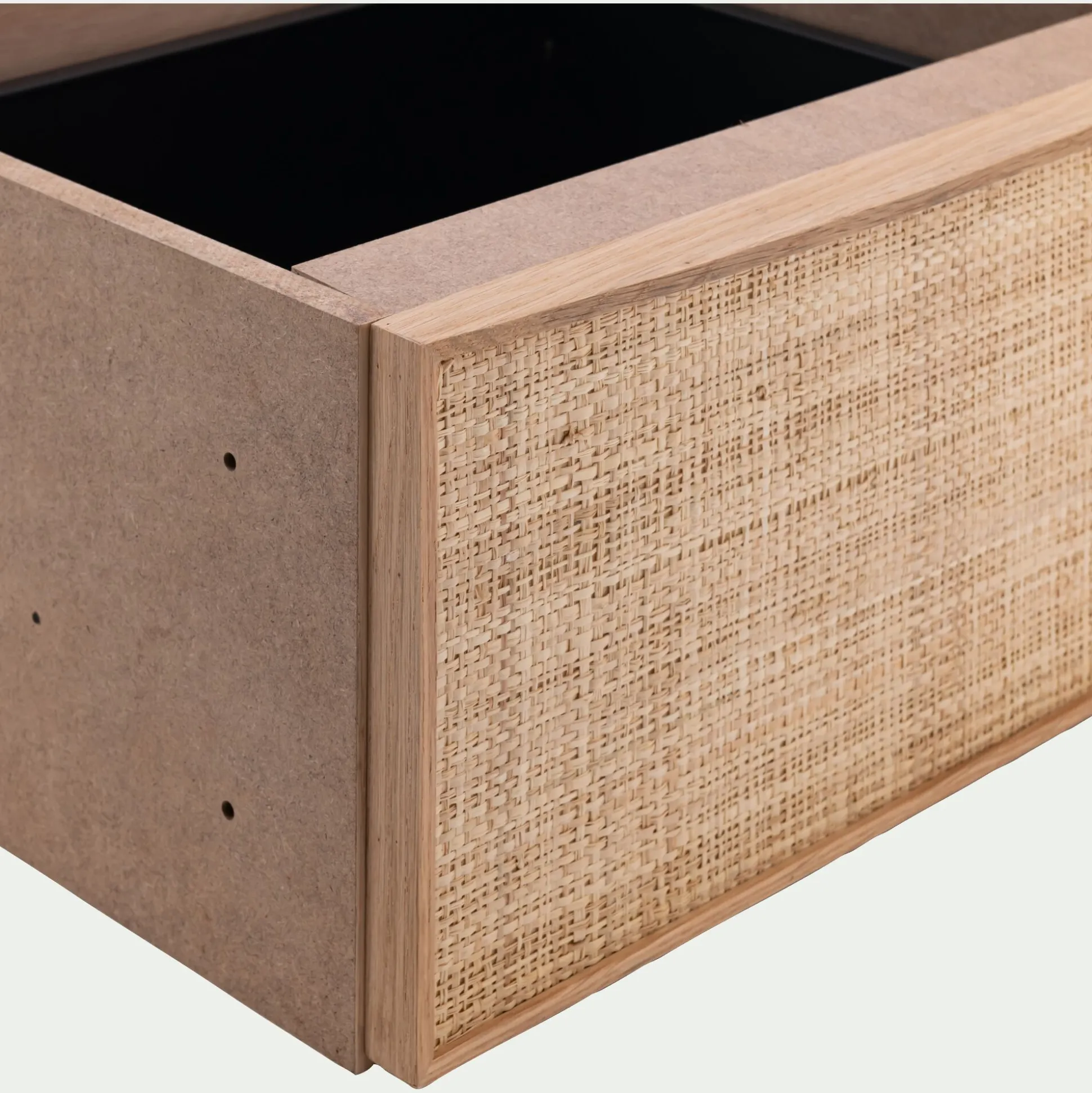 Bloc de 1 tiroir en chêne et raphia L40cm - bois clair
