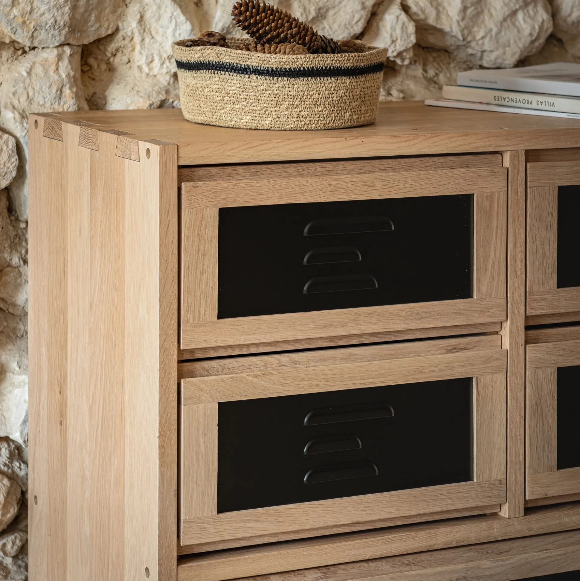 Bloc de 2 tiroirs en acier L40cm - noir
