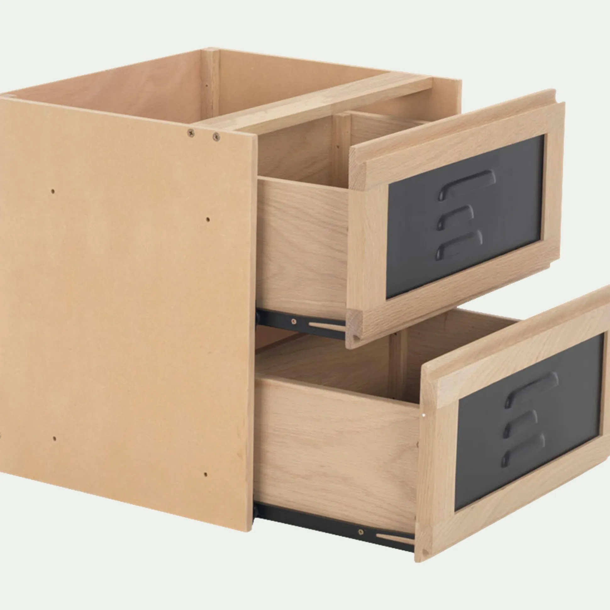 Bloc de 2 tiroirs en acier L40cm - noir