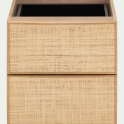 Bloc de 2 tiroirs en chêne et raphia L40cm - bois clair