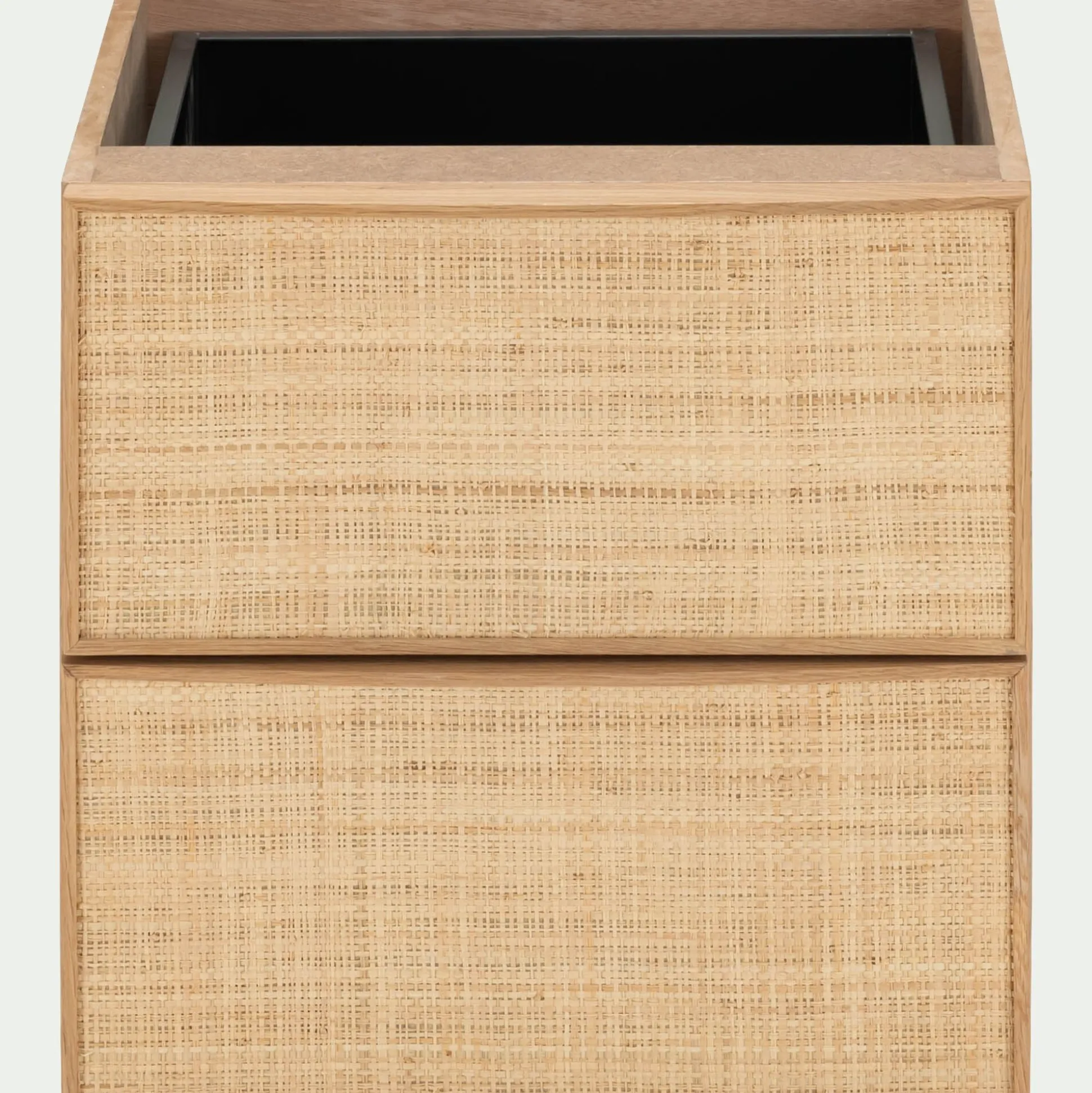 Bloc de 2 tiroirs en chêne et raphia L40cm - bois clair