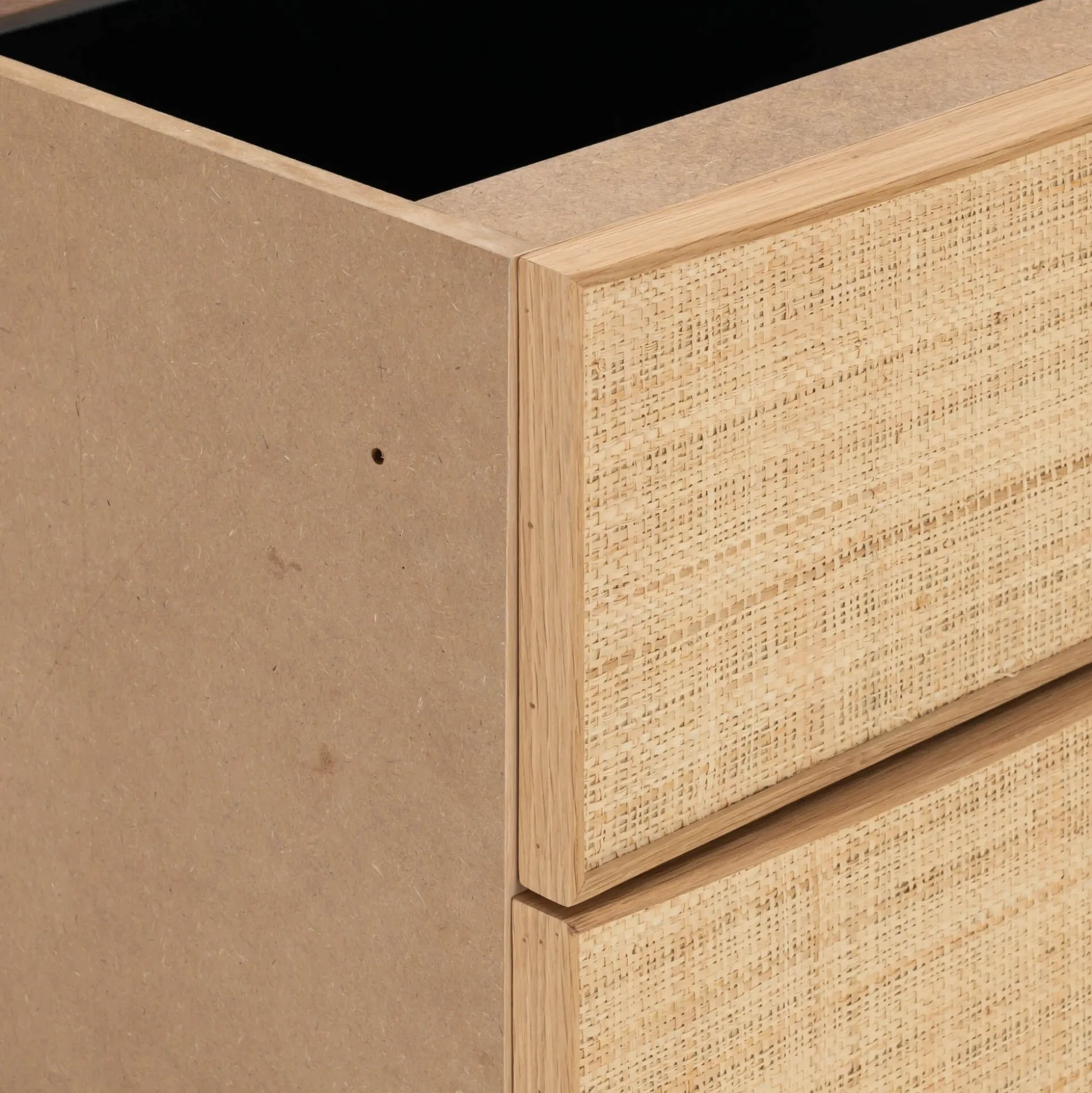 Bloc de 2 tiroirs en chêne et raphia L40cm - bois clair