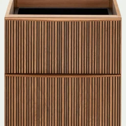 Bloc de 2 tiroirs en chêne strié L40cm - bois foncé