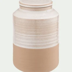 Bocal avec couvercle 1,95L en grès - beige