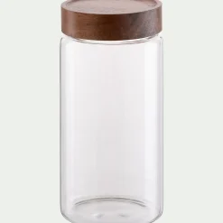 Bocal de conservation en verre avec couvercle en acacia 1,3L - transparent