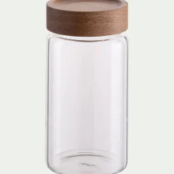 Bocal de conservation en verre avec couvercle en acacia 30cl - transparent