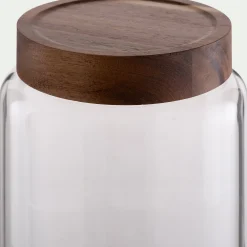 Bocal de conservation en verre avec couvercle en acacia 3L - transparent