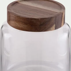 Bocal de conservation en verre avec couvercle en acacia 1,25L - transparent