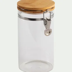 Bocal en verre avec couvercle en bambou 1L - transparent