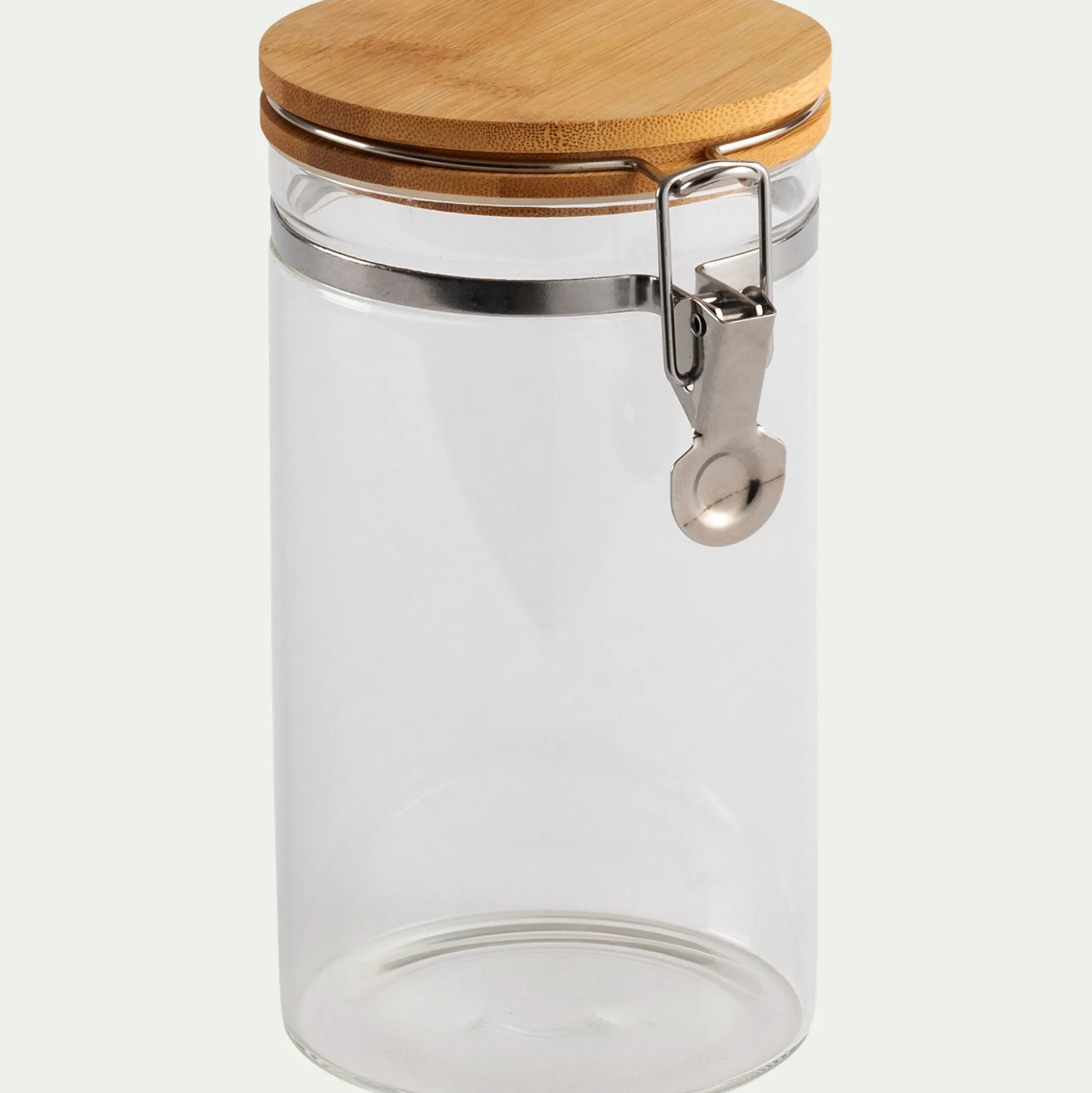 Bocal en verre avec couvercle en bambou 1L - transparent
