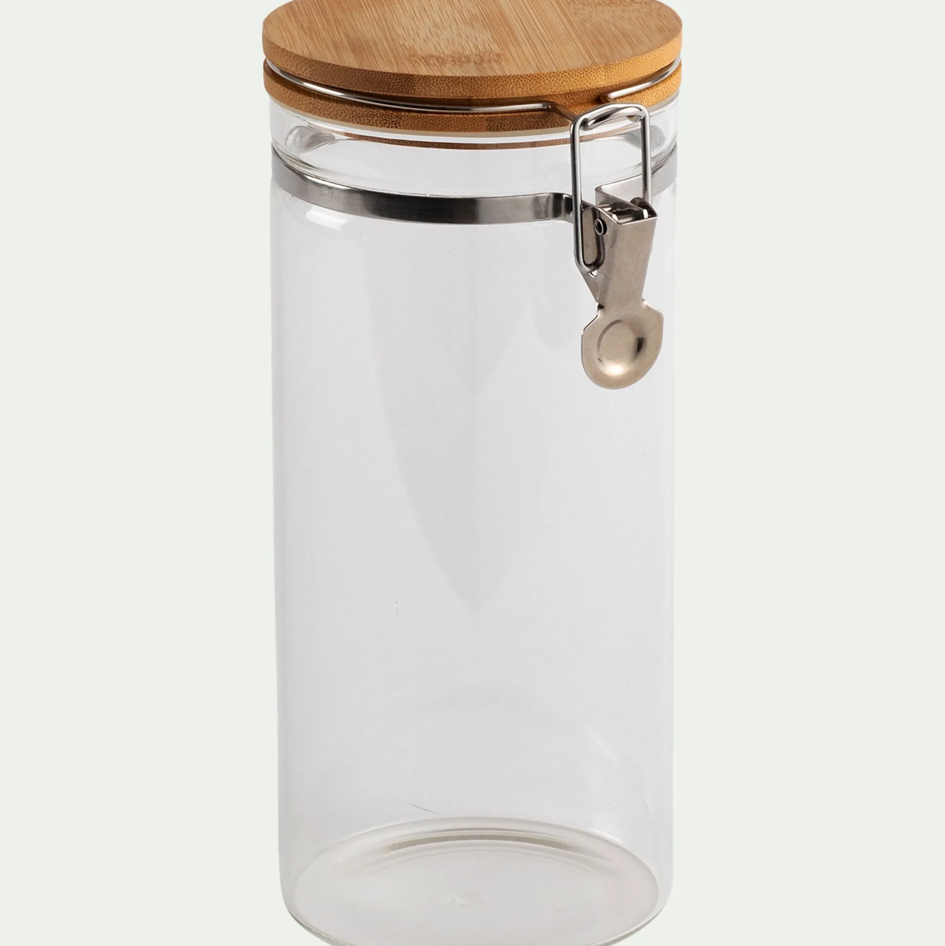 Bocal en verre avec couvercle en bambou 1,4L - transparent