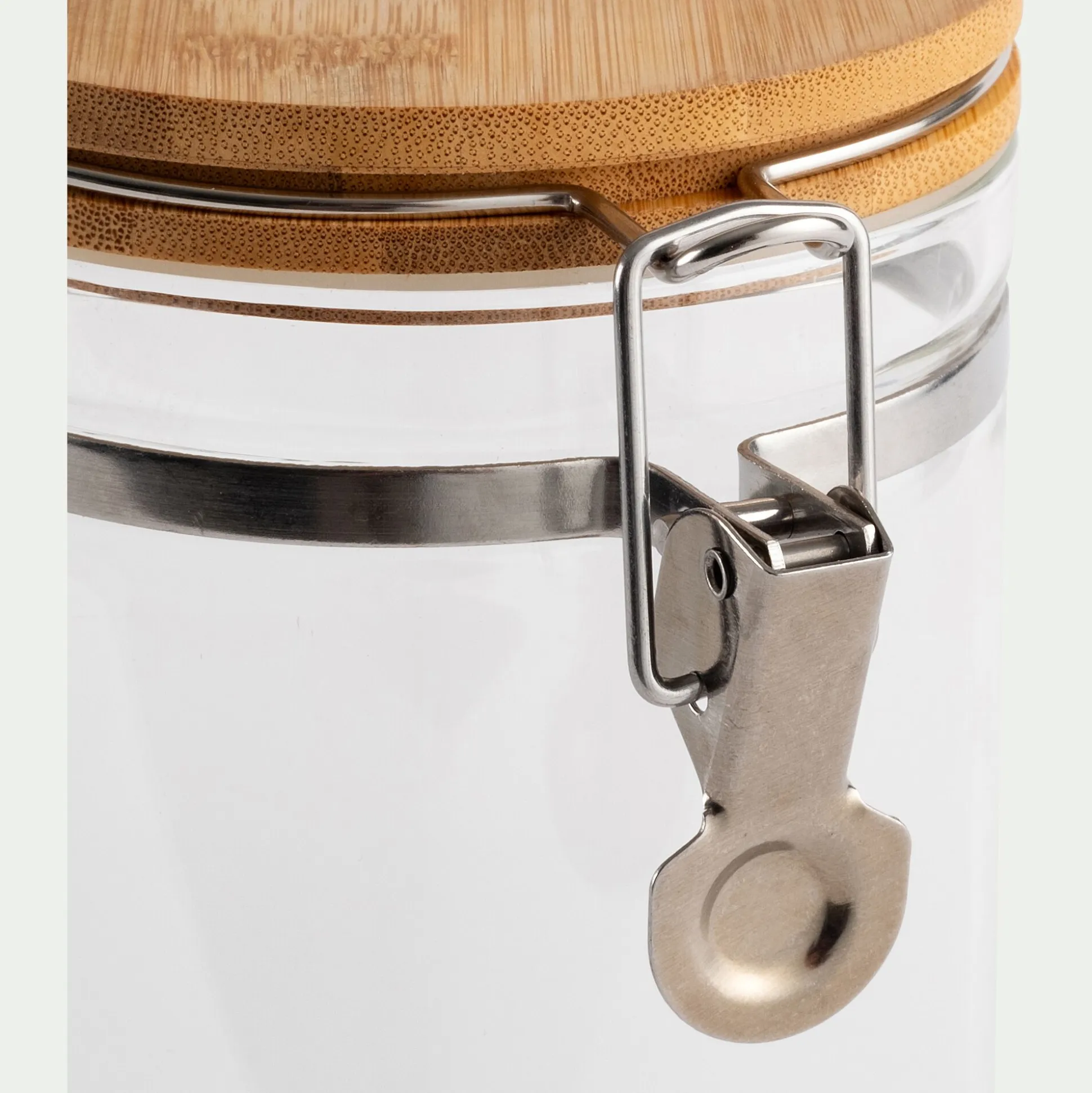 Bocal en verre avec couvercle en bambou 1,4L - transparent