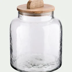 Bocal en verre avec couvercle en manguier 3,5L - transparent