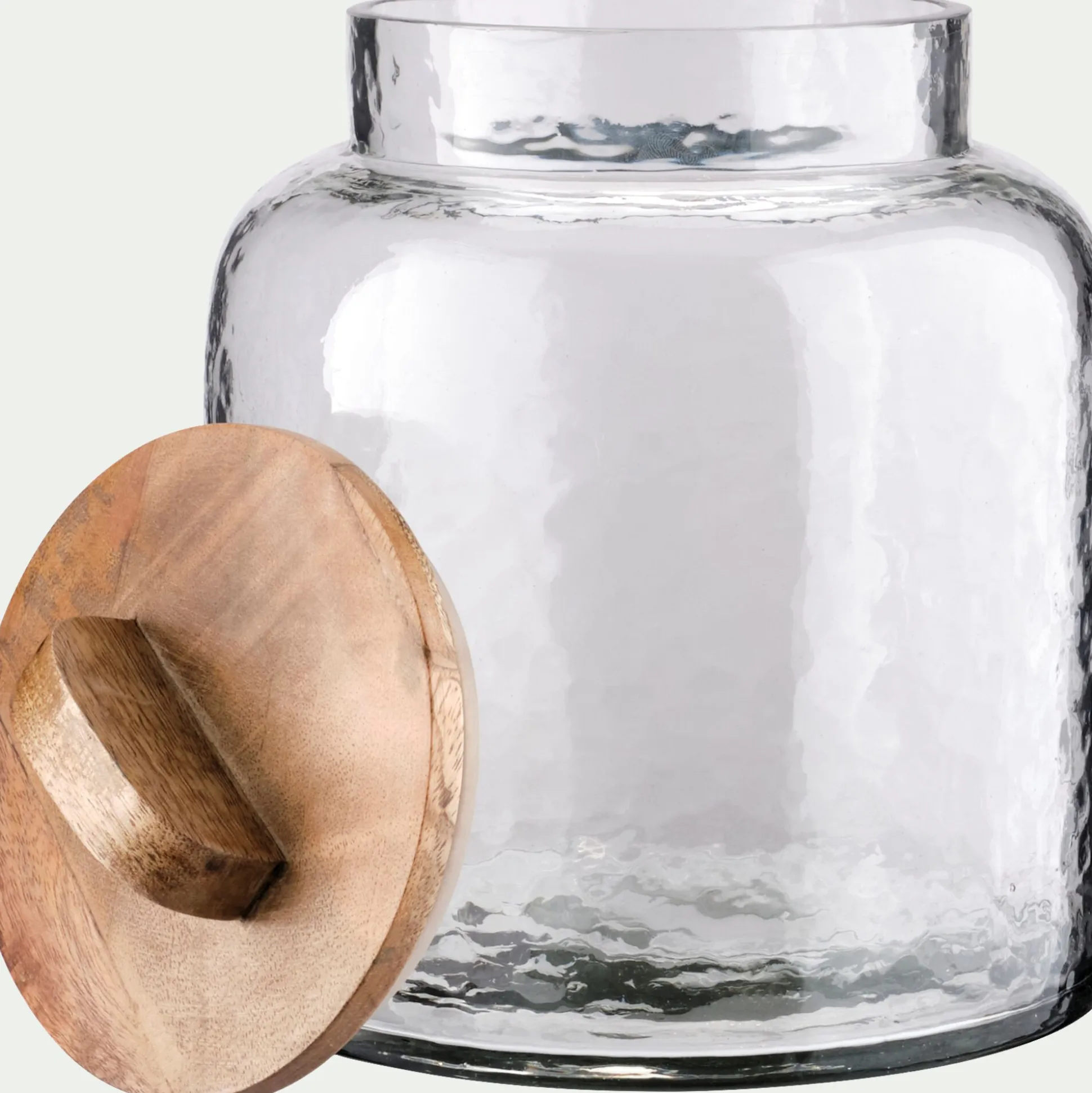 Bocal en verre avec couvercle en manguier 3,5L - transparent
