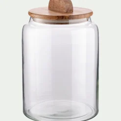 Bocal en verre avec couvercle en manguier 3L - transparent