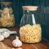 Bocal en verre avec couvercle en manguier 4L - transparent