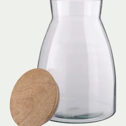 Bocal en verre avec couvercle en manguier 4L - transparent