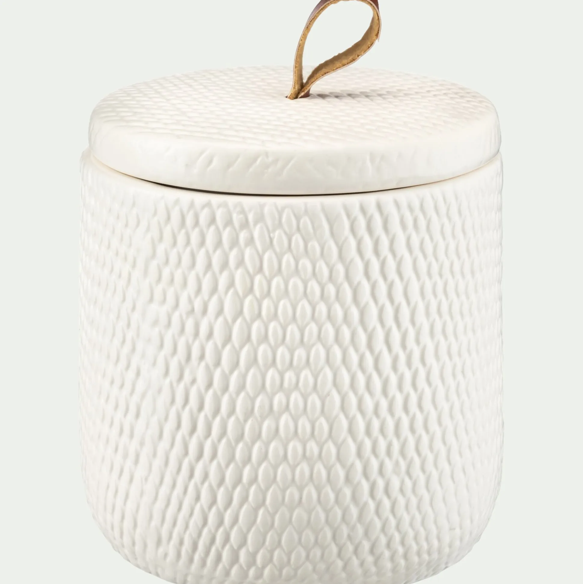 Boite déco en grès - blanc D11xH11cm