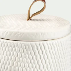 Boite déco en grès - blanc D11xH11cm