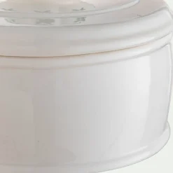 Boite déco en grès D10xH9,8cm - blanc