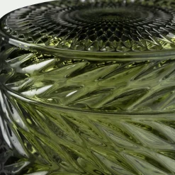 Boite déco en verre - vert D8,8xH8,4cm