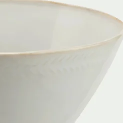Bol en grès avec liseré beige D15,7cm - blanc ventoux