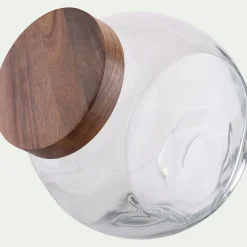 Bonbonnière en verre avec couvercle en acacia 4L - transparent