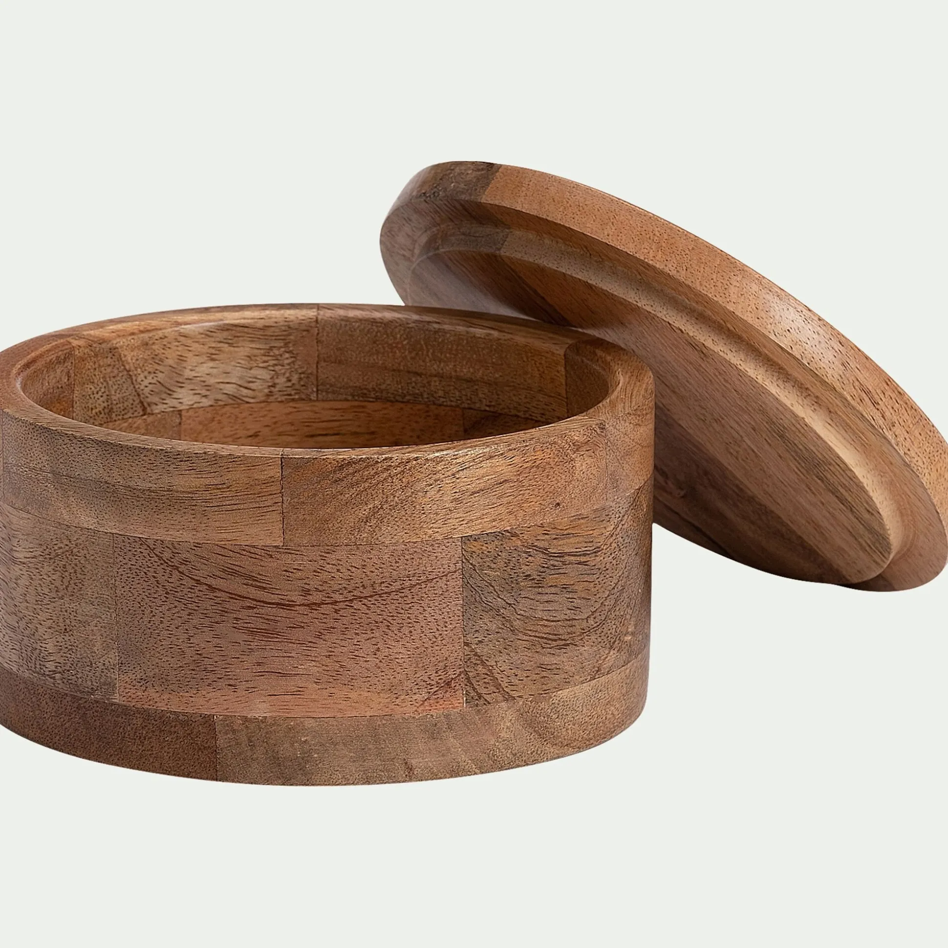 Boîte déco avec couvercle en manguier D15xH8,5cm - marron