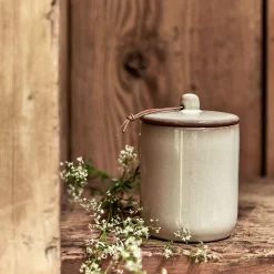 Boîte déco en grès H13,5cm - gris
