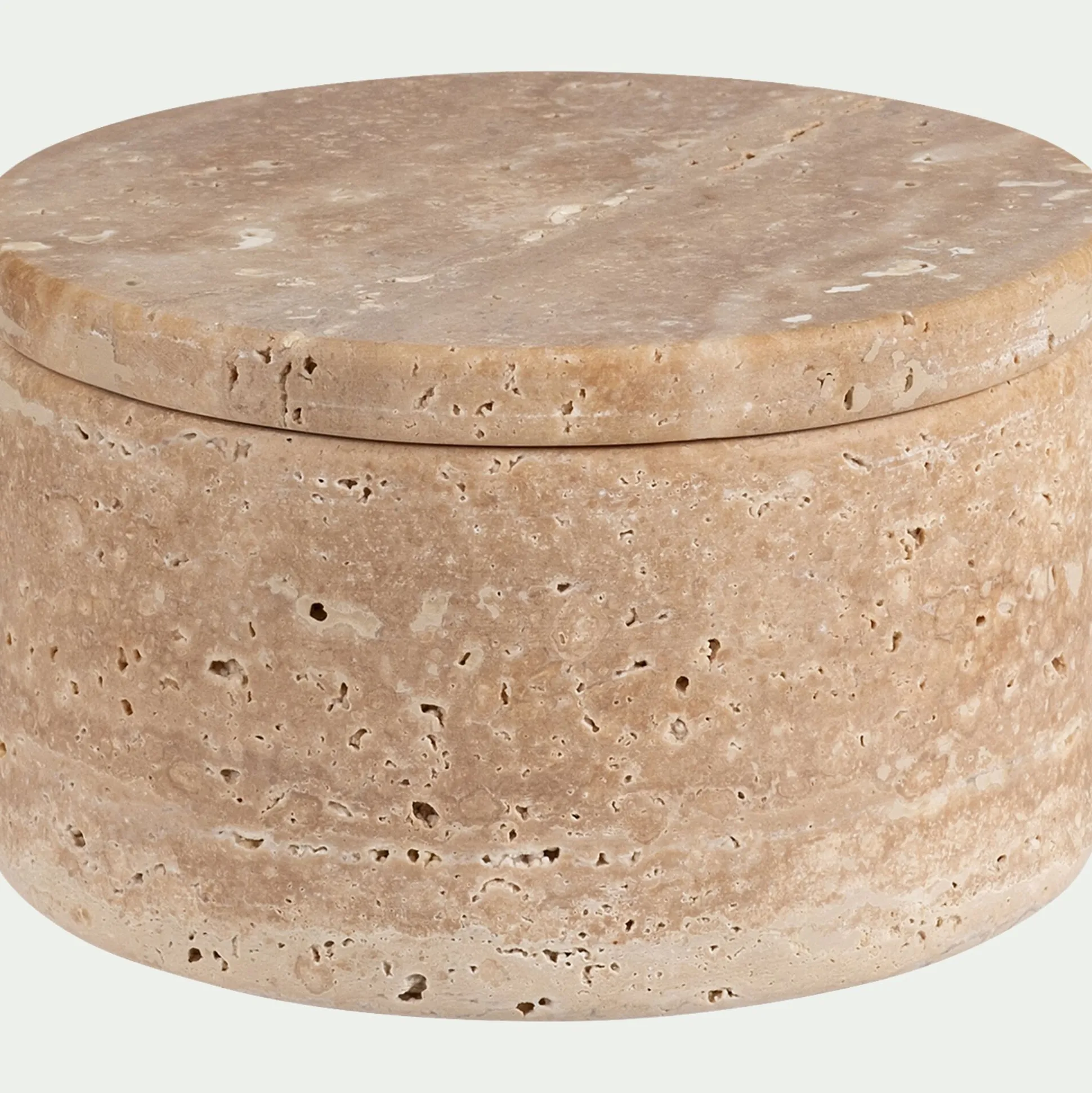 Boîte déco en travertin D11cm - naturel