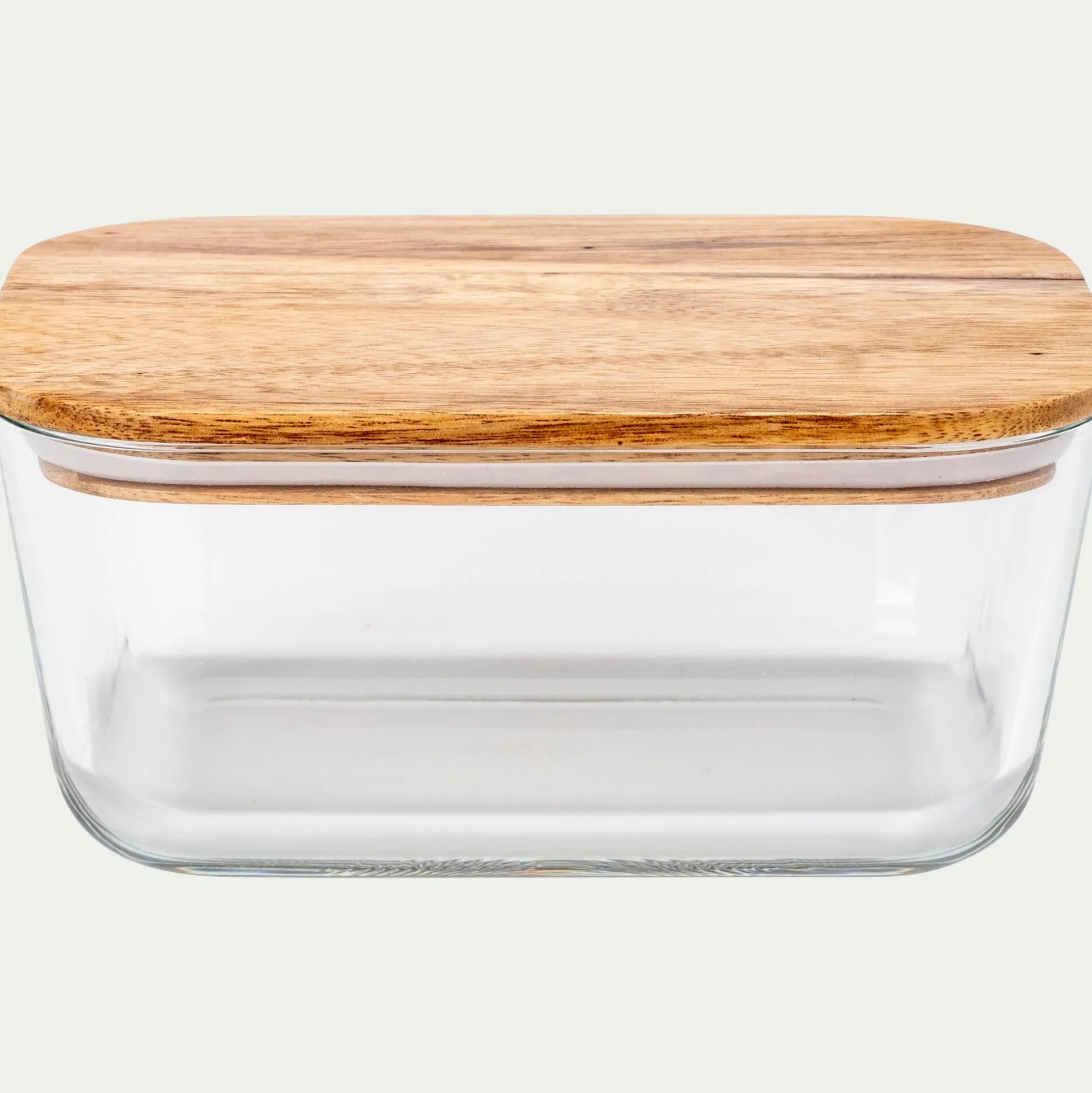 Boîte rectangulaire en verre avec couvercle en bois H7,90cm