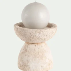 Bougeoir en ciment H15xD15,3cm - beige
