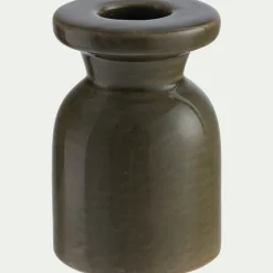 Bougeoir en céramique D5,5xH8,5cm - vert cèdre