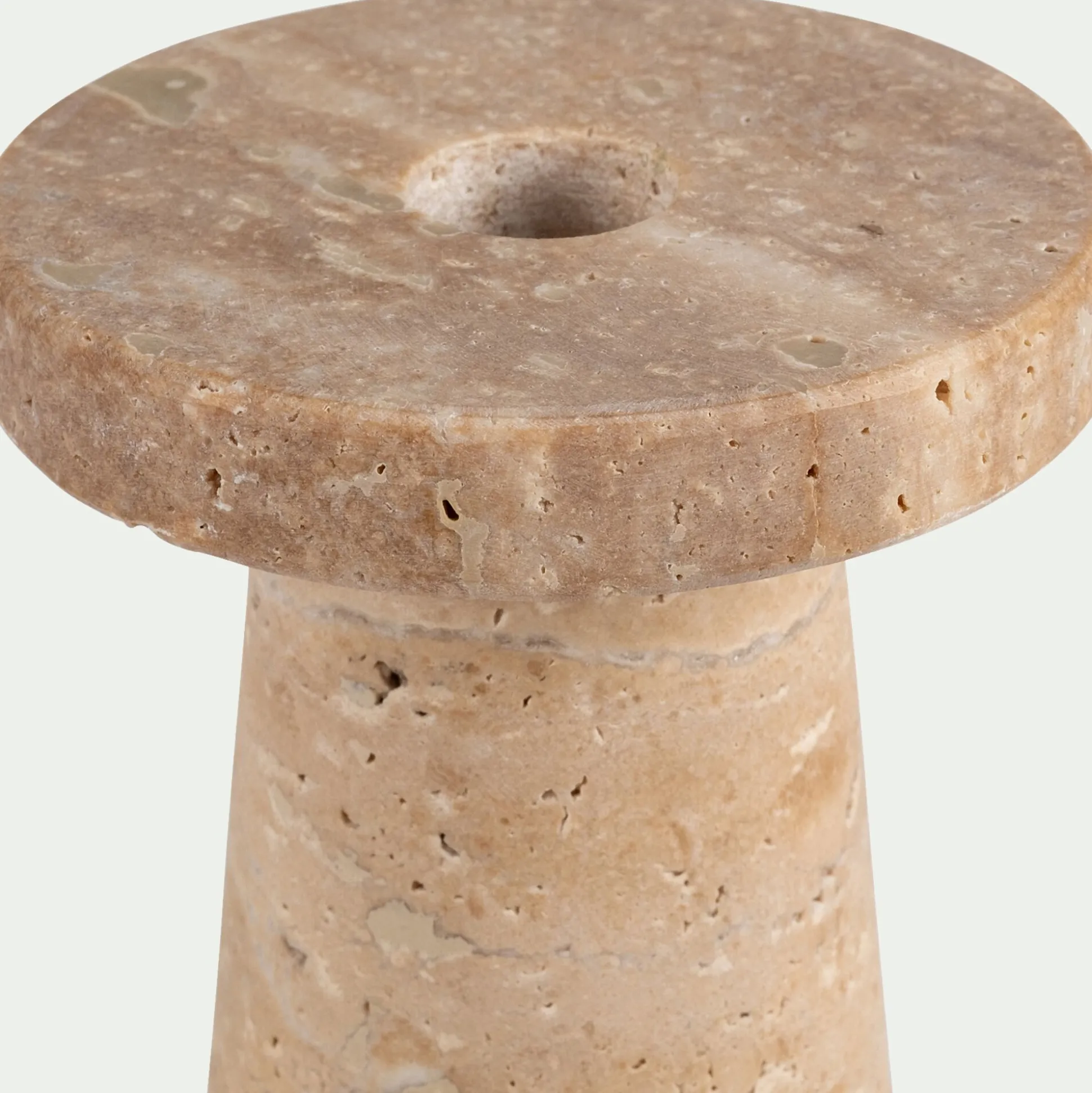 Bougeoir en travertin H13cm - naturel
