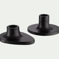 Bougeoir ovale en fonte d'aluminium H3,5cm - noir