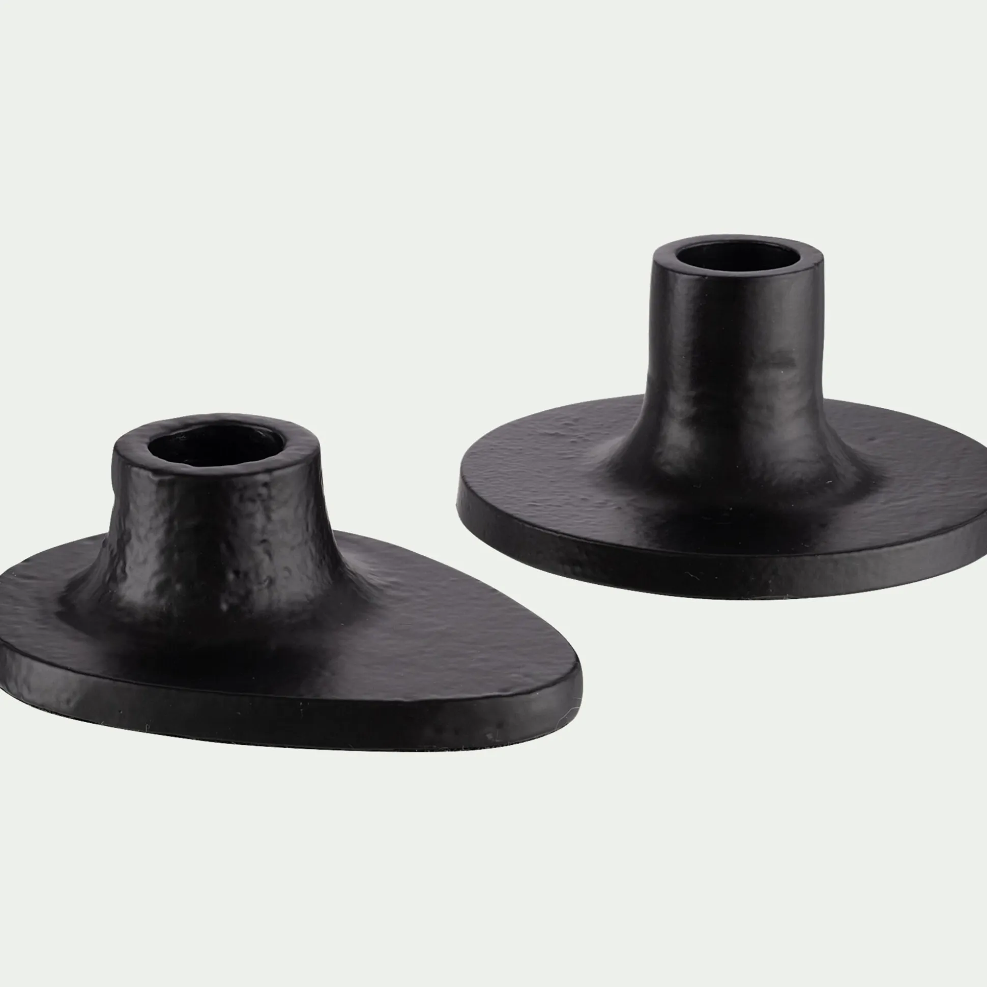 Bougeoir ovale en fonte d'aluminium H3,5cm - noir